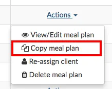 copy meal plan button